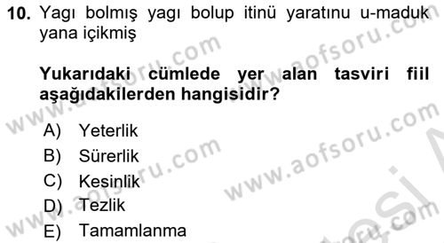 Orhun Türkçesi Dersi 2022 - 2023 Yılı (Final) Dönem Sonu Sınav Soruları 10. Soru