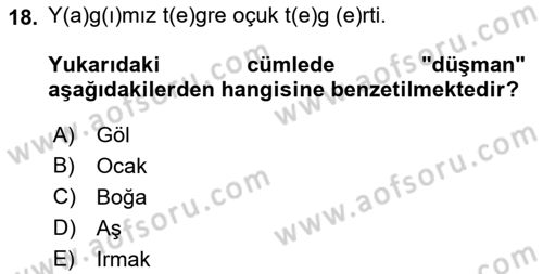 Orhun Türkçesi Dersi 2022 - 2023 Yılı (Final) Dönem Sonu Sınav Soruları 18. Soru