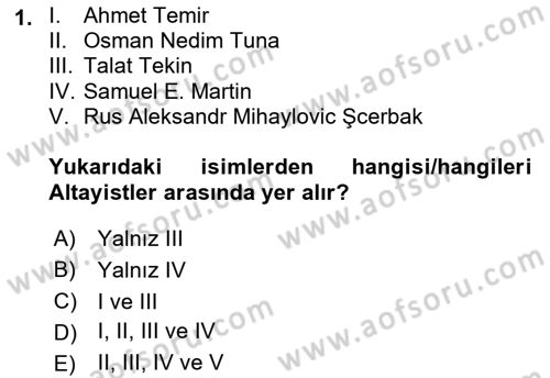 Orhun Türkçesi Dersi 2022 - 2023 Yılı Yaz Okulu Sınav Soruları 1. Soru