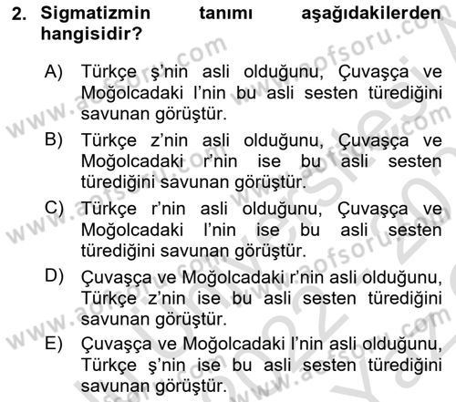 Orhun Türkçesi Dersi 2022 - 2023 Yılı Yaz Okulu Sınav Soruları 2. Soru