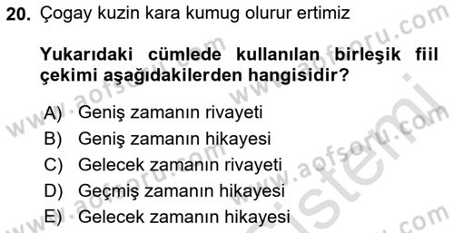Orhun Türkçesi Dersi 2022 - 2023 Yılı Yaz Okulu Sınav Soruları 20. Soru