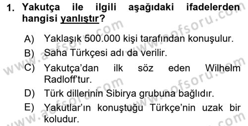 Orhun Türkçesi Dersi 2023 - 2024 Yılı (Vize) Ara Sınav Soruları 1. Soru