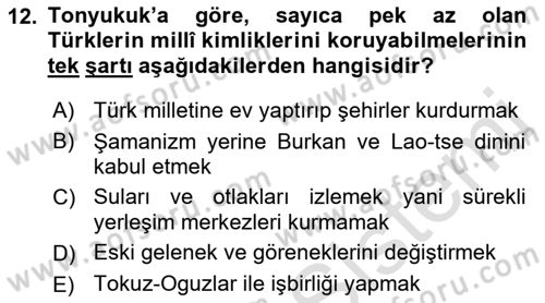 Orhun Türkçesi Dersi Ara Sınavı Deneme Sınav Soruları 12. Soru