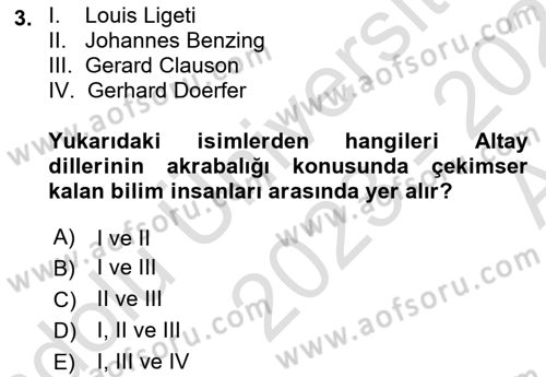 Orhun Türkçesi Dersi Ara Sınavı Deneme Sınav Soruları 3. Soru