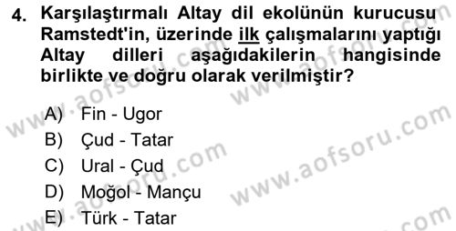 Orhun Türkçesi Dersi 2023 - 2024 Yılı (Vize) Ara Sınav Soruları 4. Soru