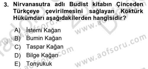 Orhun Türkçesi Dersi 2023 - 2024 Yılı (Final) Dönem Sonu Sınavı 3. Soru