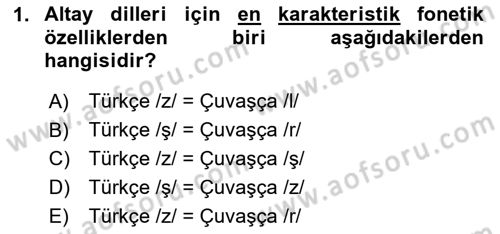 Orhun Türkçesi Dersi 2023 - 2024 Yılı Yaz Okulu Sınav Soruları 1. Soru