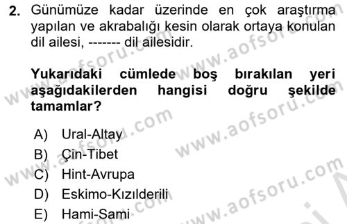 Orhun Türkçesi Dersi 2023 - 2024 Yılı Yaz Okulu Sınav Soruları 2. Soru