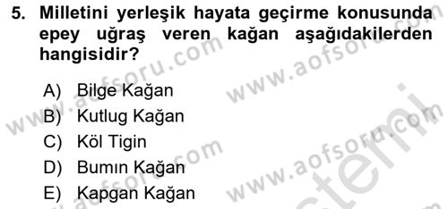 Orhun Türkçesi Dersi 2023 - 2024 Yılı Yaz Okulu Sınav Soruları 5. Soru