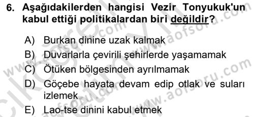 Orhun Türkçesi Dersi 2023 - 2024 Yılı Yaz Okulu Sınav Soruları 6. Soru