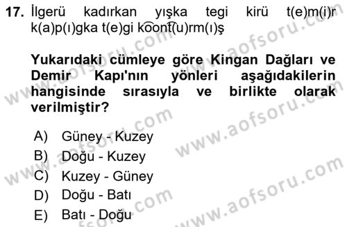 Orhun Türkçesi Dersi 2024 - 2025 Yılı (Final) Dönem Sonu Sınav Soruları 17. Soru