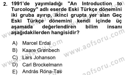 Orhun Türkçesi Dersi 2024 - 2025 Yılı (Final) Dönem Sonu Sınav Soruları 2. Soru