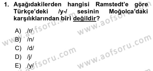 Orhun Türkçesi Dersi 2024 - 2025 Yılı Yaz Okulu Sınav Soruları 1. Soru
