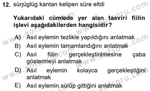 Orhun Türkçesi Dersi 2024 - 2025 Yılı Yaz Okulu Sınav Soruları 12. Soru
