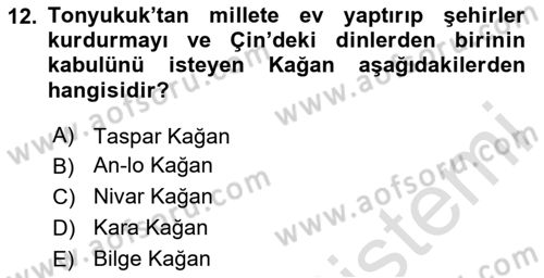 Orhun Türkçesi Dersi 2025 - 2026 Yılı (Vize) Ara Sınav Soruları 12. Soru