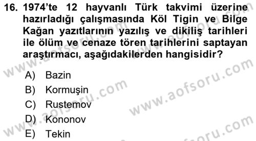 Orhun Türkçesi Dersi 2025 - 2026 Yılı (Vize) Ara Sınav Soruları 16. Soru