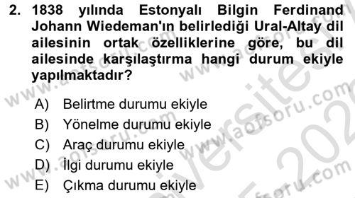 Orhun Türkçesi Dersi 2025 - 2026 Yılı (Vize) Ara Sınav Soruları 2. Soru