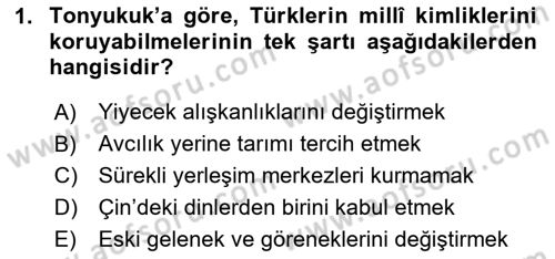 Orhun Türkçesi Dersi 2025 - 2026 Yılı (Final) Dönem Sonu Sınav Soruları 1. Soru