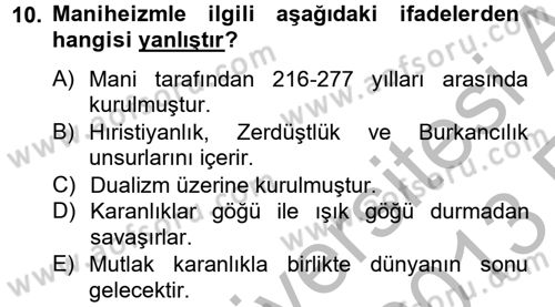 Uygur Türkçesi Dersi 2012 - 2013 Yılı (Vize) Ara Sınav Soruları 10. Soru
