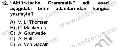 Uygur Türkçesi Dersi 2012 - 2013 Yılı (Vize) Ara Sınav Soruları 12. Soru