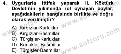 Uygur Türkçesi Dersi 2012 - 2013 Yılı (Vize) Ara Sınav Soruları 4. Soru