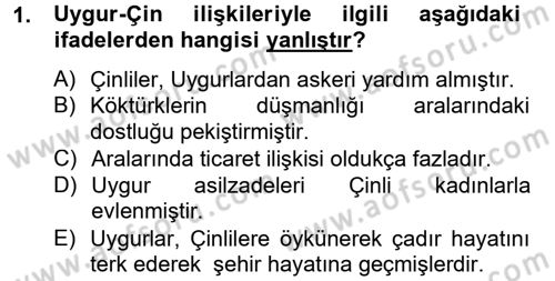 Uygur Türkçesi Dersi 2012 - 2013 Yılı (Final) Dönem Sonu Sınav Soruları 1. Soru