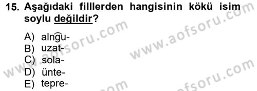 Uygur Türkçesi Dersi 2012 - 2013 Yılı (Final) Dönem Sonu Sınav Soruları 15. Soru