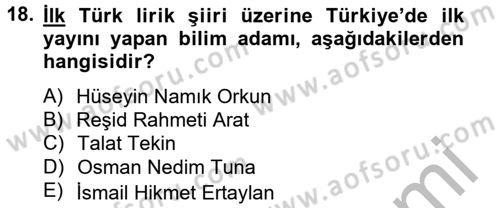 Uygur Türkçesi Dersi 2012 - 2013 Yılı (Final) Dönem Sonu Sınav Soruları 18. Soru