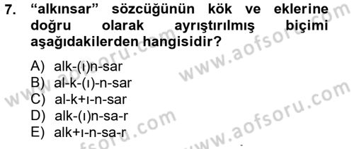 Uygur Türkçesi Dersi 2012 - 2013 Yılı (Final) Dönem Sonu Sınav Soruları 7. Soru