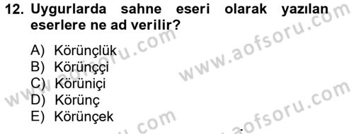 Uygur Türkçesi Dersi 2013 - 2014 Yılı (Vize) Ara Sınav Soruları 12. Soru