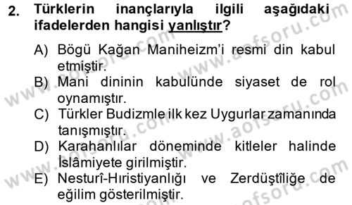 Uygur Türkçesi Dersi 2013 - 2014 Yılı (Vize) Ara Sınav Soruları 2. Soru