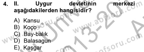 Uygur Türkçesi Dersi 2013 - 2014 Yılı (Vize) Ara Sınav Soruları 4. Soru