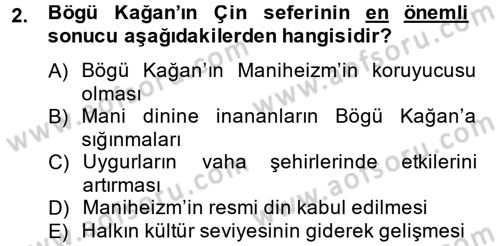 Uygur Türkçesi Dersi 2013 - 2014 Yılı (Final) Dönem Sonu Sınav Soruları 2. Soru