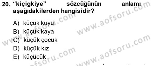 Uygur Türkçesi Dersi 2013 - 2014 Yılı (Final) Dönem Sonu Sınav Soruları 20. Soru