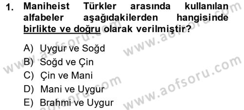 Uygur Türkçesi Dersi 2014 - 2015 Yılı (Vize) Ara Sınav Soruları 1. Soru