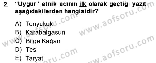 Uygur Türkçesi Dersi 2014 - 2015 Yılı (Vize) Ara Sınav Soruları 2. Soru