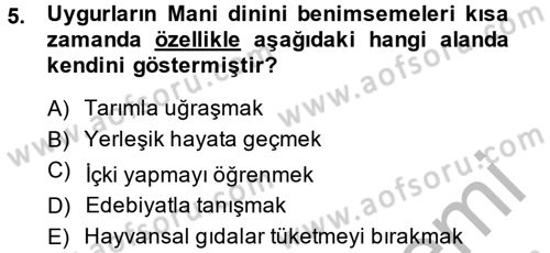 Uygur Türkçesi Dersi 2014 - 2015 Yılı (Vize) Ara Sınav Soruları 5. Soru