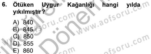 Uygur Türkçesi Dersi 2014 - 2015 Yılı (Vize) Ara Sınav Soruları 6. Soru