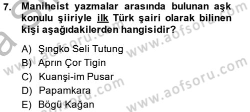 Uygur Türkçesi Dersi 2014 - 2015 Yılı (Vize) Ara Sınav Soruları 7. Soru