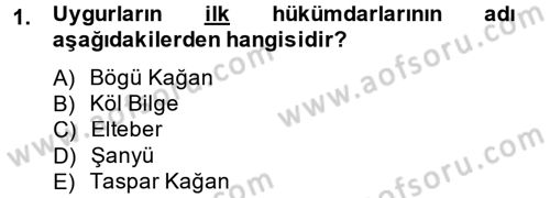Uygur Türkçesi Dersi 2014 - 2015 Yılı (Final) Dönem Sonu Sınav Soruları 1. Soru
