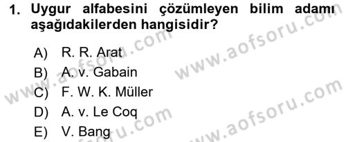 Uygur Türkçesi Dersi 2015 - 2016 Yılı (Vize) Ara Sınav Soruları 1. Soru