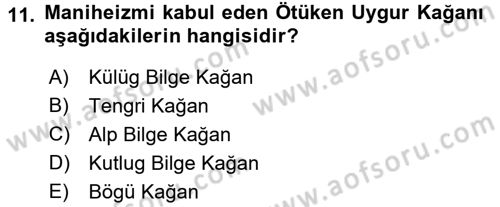 Uygur Türkçesi Dersi 2015 - 2016 Yılı (Vize) Ara Sınav Soruları 11. Soru