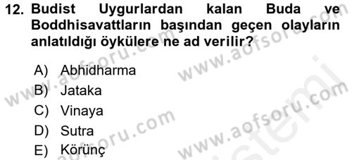 Uygur Türkçesi Dersi 2015 - 2016 Yılı (Vize) Ara Sınav Soruları 12. Soru