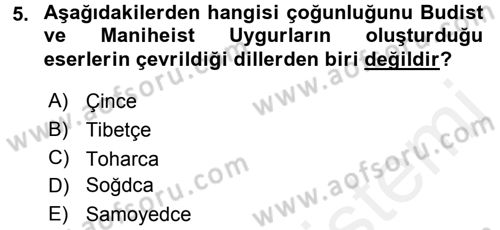 Uygur Türkçesi Dersi 2015 - 2016 Yılı (Vize) Ara Sınav Soruları 5. Soru