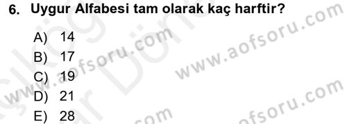 Uygur Türkçesi Dersi 2015 - 2016 Yılı (Vize) Ara Sınav Soruları 6. Soru