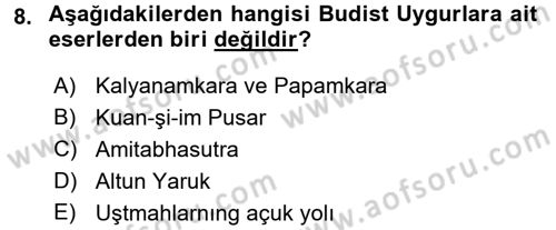 Uygur Türkçesi Dersi 2015 - 2016 Yılı (Vize) Ara Sınav Soruları 8. Soru