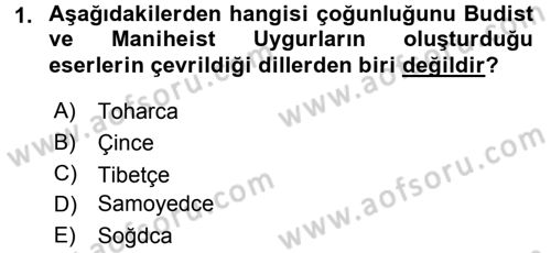 Uygur Türkçesi Dersi 2015 - 2016 Yılı (Final) Dönem Sonu Sınav Soruları 1. Soru