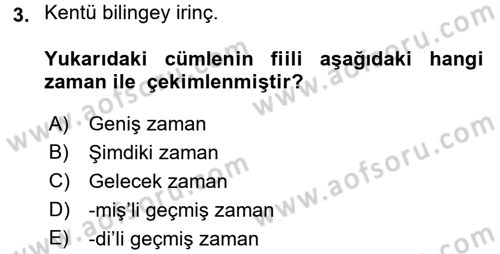 Uygur Türkçesi Dersi 2015 - 2016 Yılı (Final) Dönem Sonu Sınav Soruları 3. Soru
