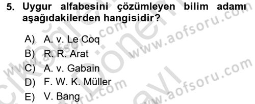 Uygur Türkçesi Dersi 2015 - 2016 Yılı (Final) Dönem Sonu Sınav Soruları 5. Soru