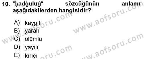 Uygur Türkçesi Dersi 2016 - 2017 Yılı (Vize) Ara Sınav Soruları 10. Soru